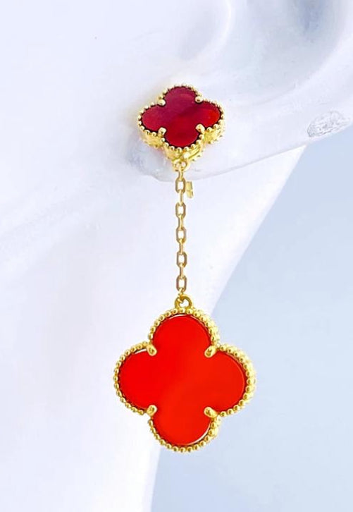 Red Ubax Van Cleef Earrings 2.0 - 18K Gold Plated