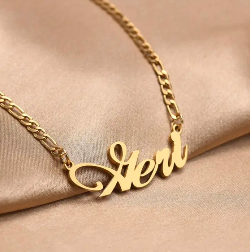 Figaro Chain| 18k Gold plated Personalized Name Necklaces