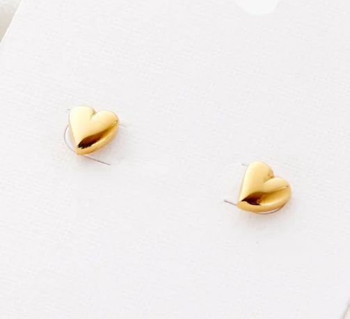 Heart Studs Earrings- 18k Gold Plated