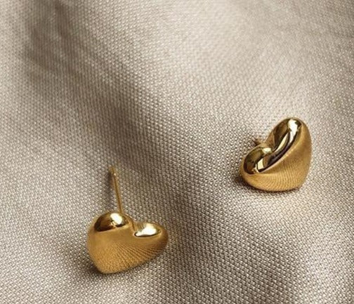 Heart Studs Earrings- 18k Gold Plated