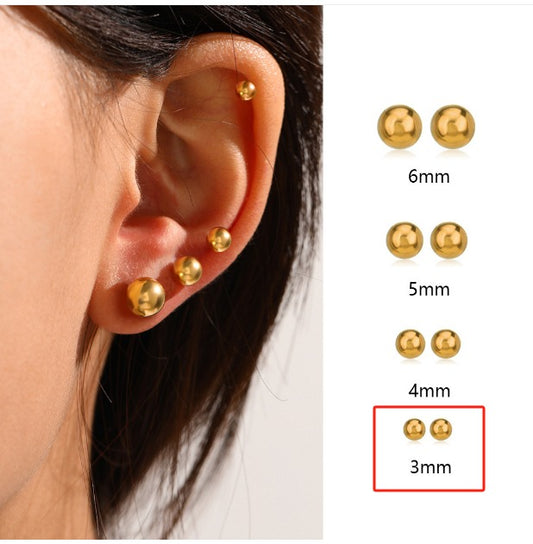 Amina Studs Earrings (3mm)- 18k Gold Plated