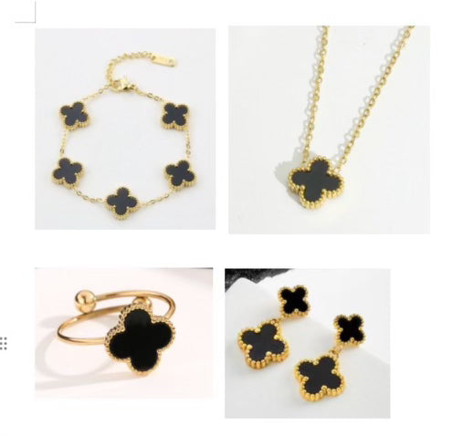 Black Ubax Van Cleef Set - 18K Gold Plated