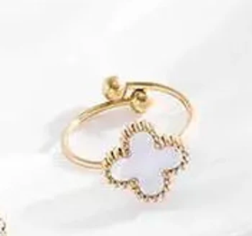 White Ubax Van Cleef Ring- 18K Gold Plated