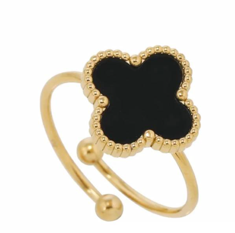 Black Ubax Van Cleef Ring- 18K Gold Plated