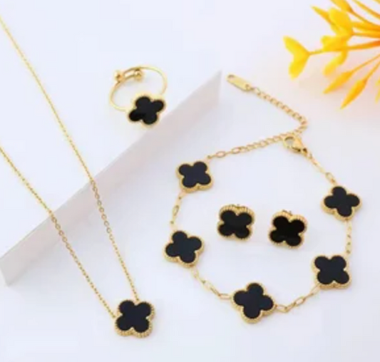 Black Ubax Van Cleef Set - 18K Gold Plated