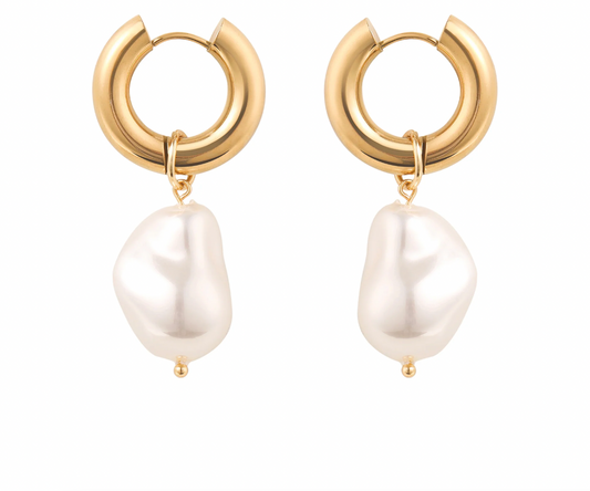 Simane Pearl Earrings- 18k Gold Plated