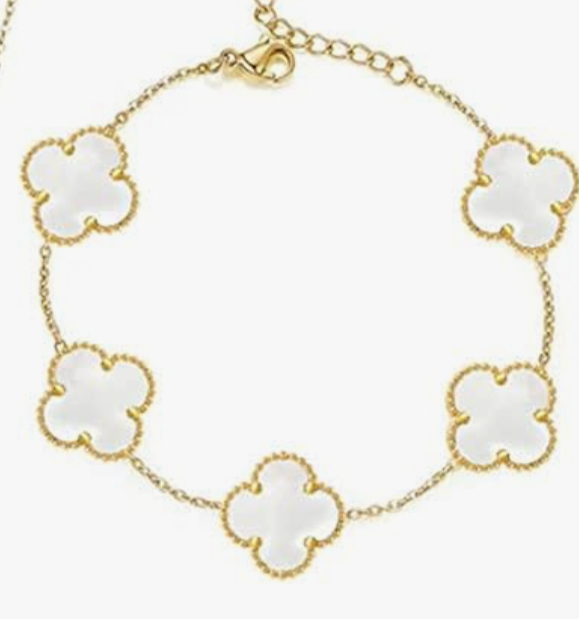 White Ubax Van Cleef Bracelet - 18K Gold Plated