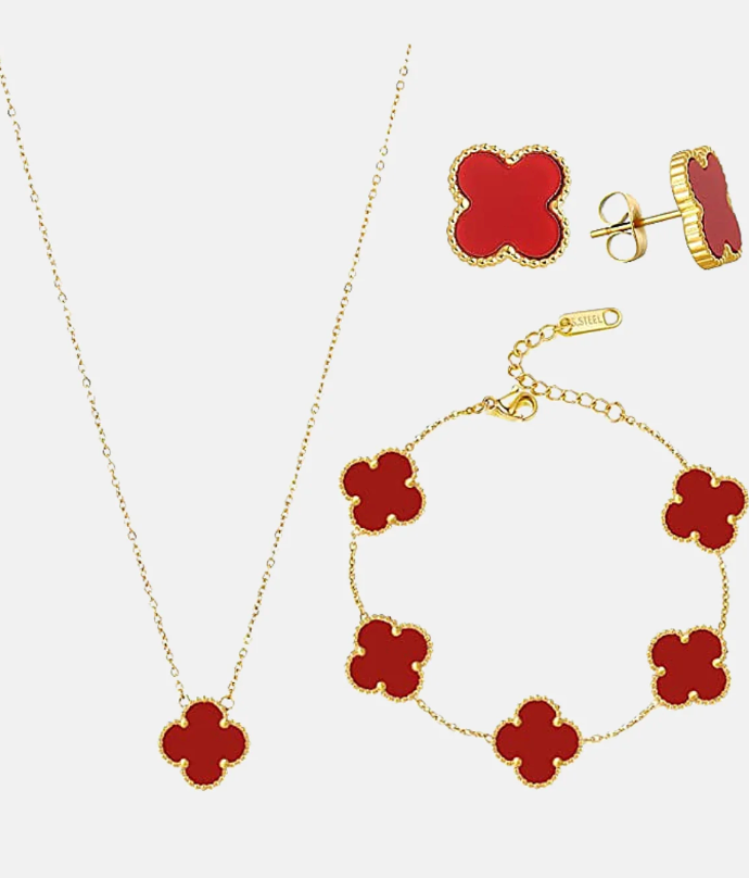 Red Ubax Van Cleef Set  - 18K Gold Plated