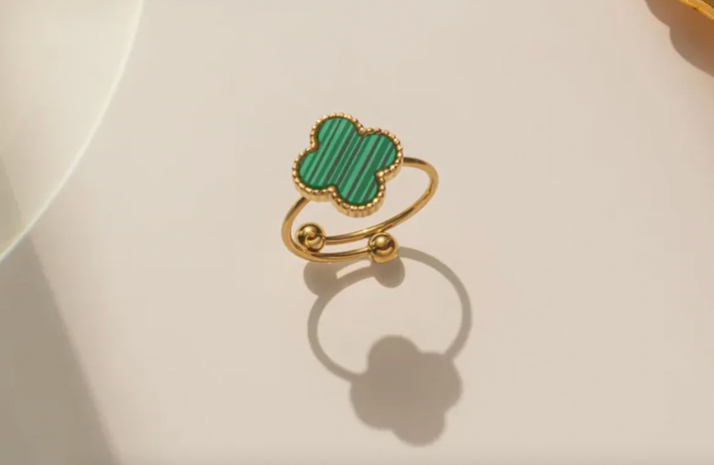 Green Ubax Van Cleef Ring- 18K Gold Plated