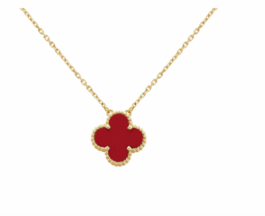 Red Ubax Van Cleef Necklace - 18K Gold Plated