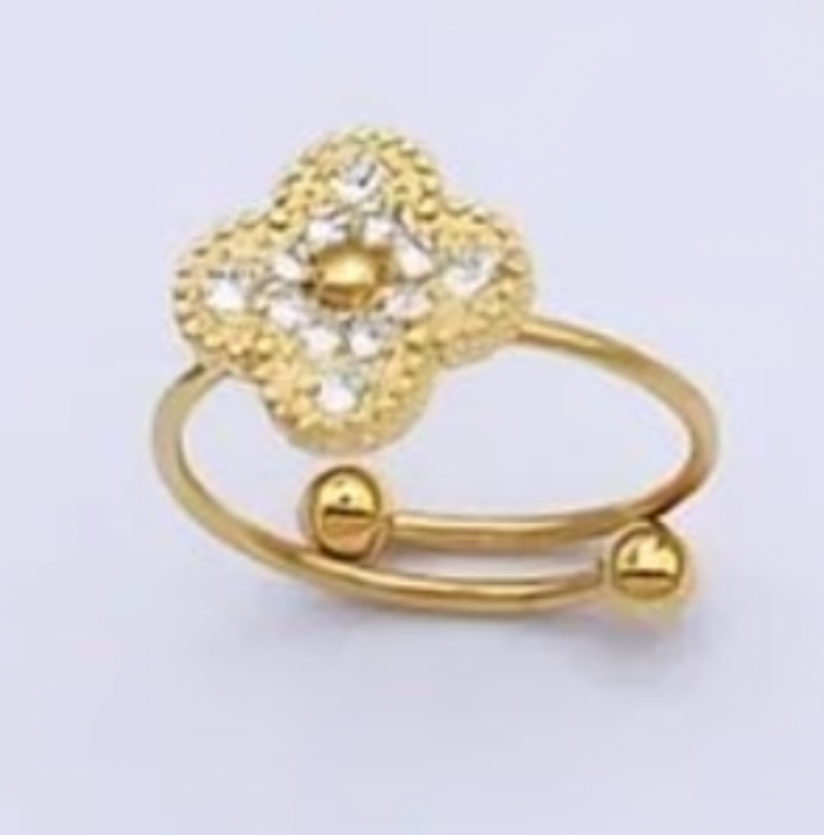 Gold Ubax Van Cleef Ring with Diamonds - 18K Gold Plated