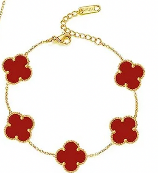 Red Ubax Van Cleef Bracelet - 18K Gold Plated