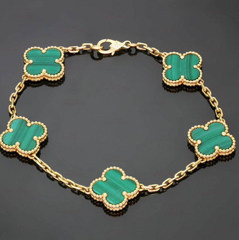 Green Ubax Van Cleef Bracelet - 18K Gold Plated