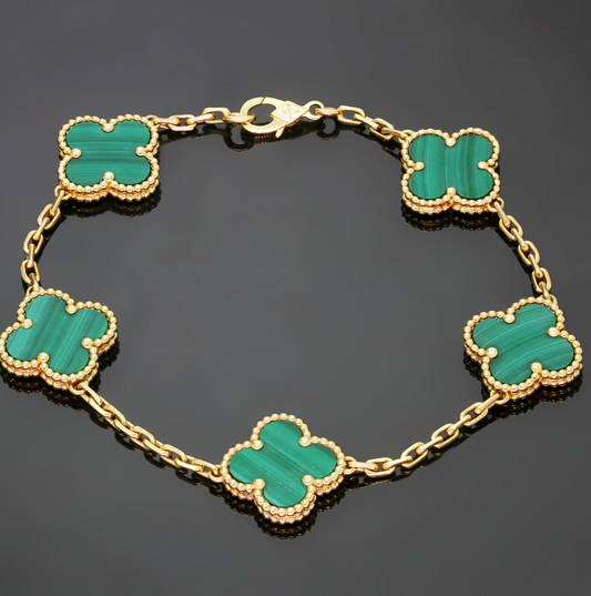 Green Ubax Van Cleef Bracelet - 18K Gold Plated