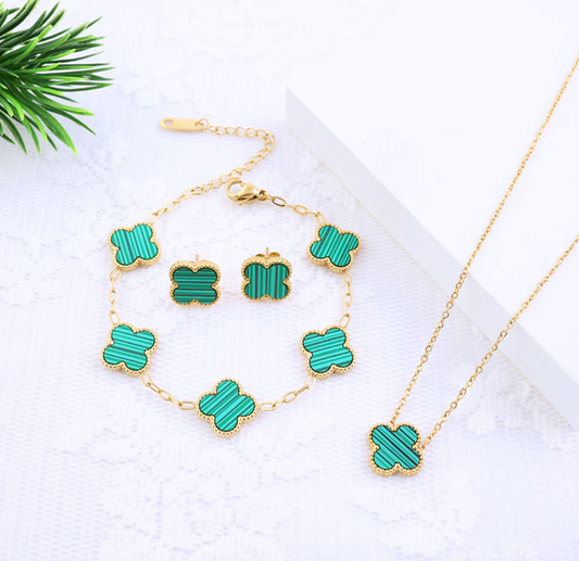 Green Ubax Van Cleef Set  - 18K Gold Plated