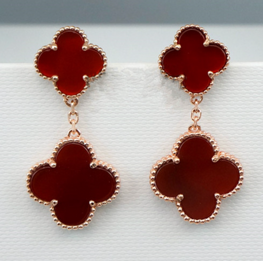 Red Ubax Van Cleef Earrings 3.0 - 18K Gold Plated