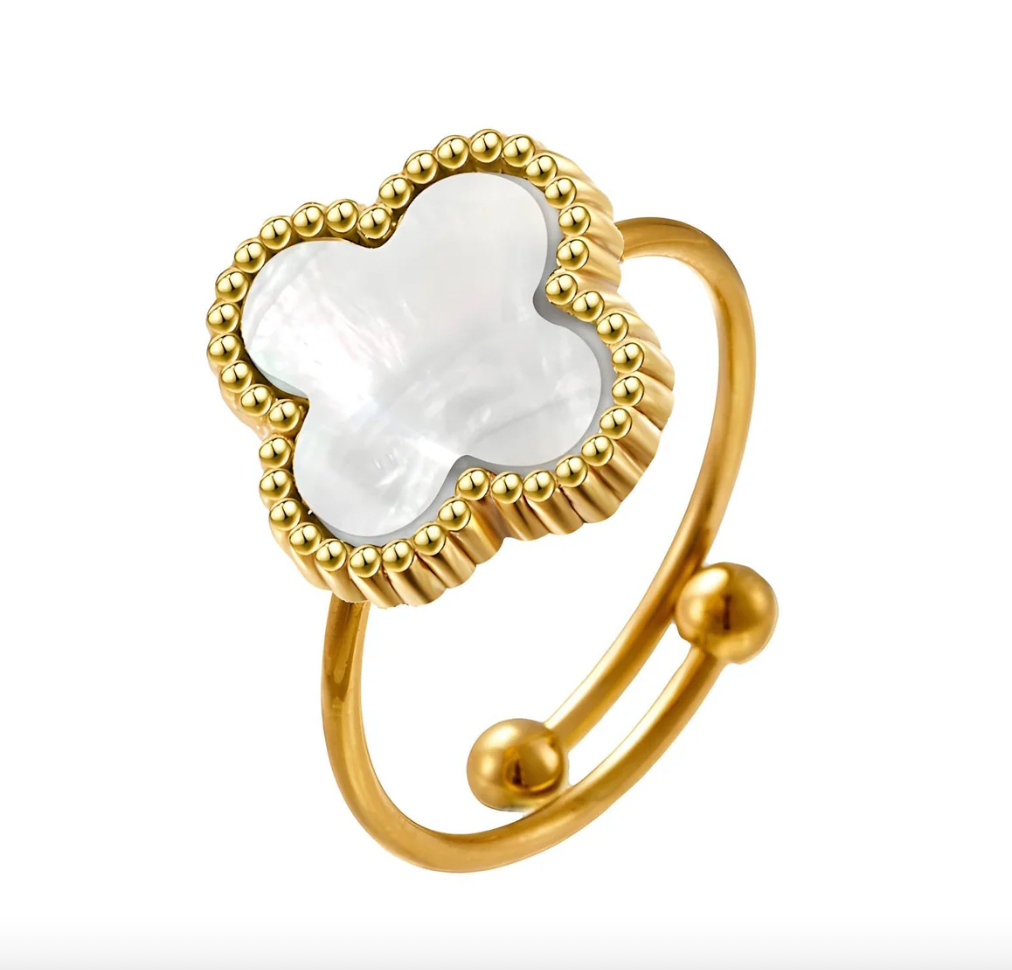 White Ubax Van Cleef Set - 18K Gold Plated