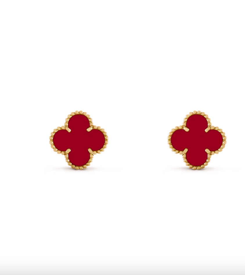 Red Ubax Van Cleef Earrings - 18K Gold Plated